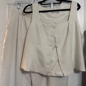 A&F Cream Pintripe Vest (Part of Set)